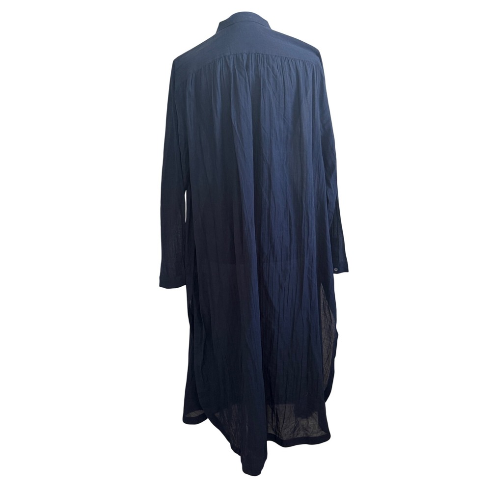 J. Jill Navy Blue Gauze Button Front Duster Maxi Shirt Dress M Coastal Nautical - Picture 3 of 8